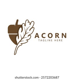 Acorn logo design with leaves with vector illustration.