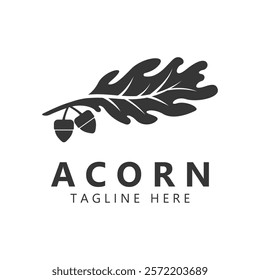 Acorn logo design with leaves with vector illustration.