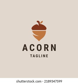 Acorn logo design template flat vector illustration