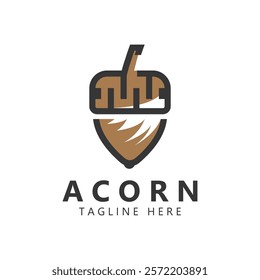 Acorn logo design vector illustration. It is a symbol of a new beginning, rebirth and hope