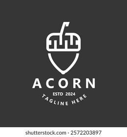 Acorn logo design vector illustration. It is a symbol of a new beginning, rebirth and hope