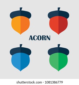 acorn logo icon set in flat color design template
