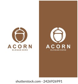 Acorn logo simple design template flat vector illustration