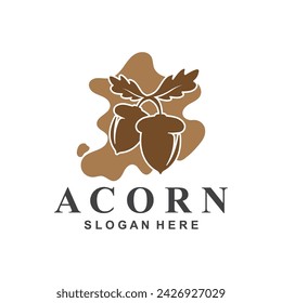 Acorn logo simple design template flat vector illustration