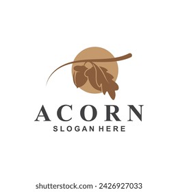 Acorn logo simple design template flat vector illustration