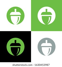 Acorn logo template design elements, oak seeds vector icon