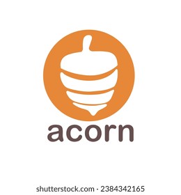 Acorn logo template design with leaves with editable vector illustration.	
