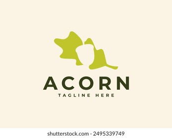 acorn logo vector illustration. acorn with leaf logo template