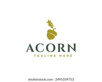 acorn logo vector illustration. acorn with leaf logo template