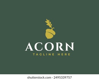 acorn logo vector illustration. acorn with leaf logo template