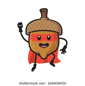 Acorn mascot character design vector