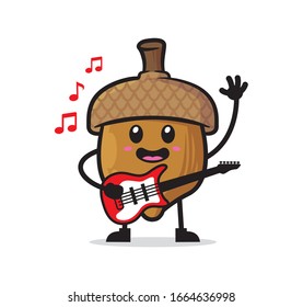 Acorn mascot character design vector