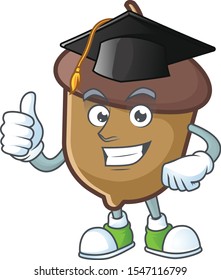 acorn mascot with graduation hat on white background.