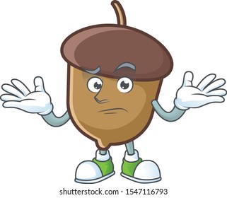 acorn mascot with grinning on white background.