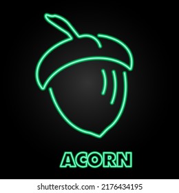 acorn neon sign, modern glowing banner design, colorful modern design trends on black background. Vector illustration.