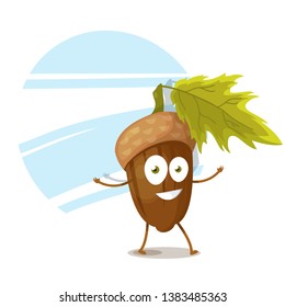 acorn nut funny vector character