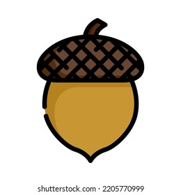 Acorn nut icon. Filled outline design. Acorn nut isolated on white background. For presentation, graphic design, mobile application. Vector Illustration.