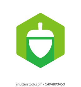 Acorn nut icon, fruit of oak flat style design - Vector
