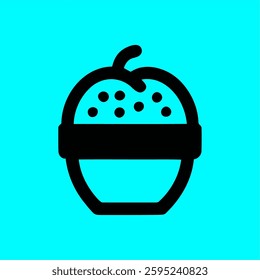 Acorn Nut Icon – Minimalist Black Line Art Vector