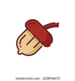 Acorn Nut Lineal Icon - Autumn Season Icon Vector Illustration Design