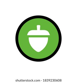 Acorn nut logo design, circle shape symbol, oak seed icon - Vector