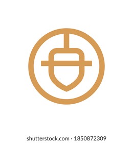 Acorn nut logo icon design, creative acorns illustration, linear style oak seed symbol
