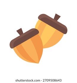 Acorn Nuts Forest Food Vetor Ilustração, Ícone Estilo Plano
