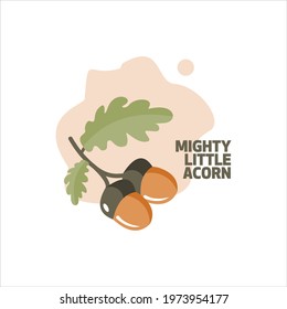 Acorn Oak Flat Illustration Vector Leaf, and Plant Graphic Design Element Art