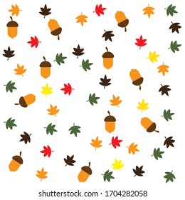 acorn, oak leaf illustration logo vector 