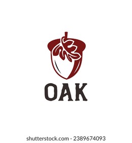Acorn and Oak Leaf Logo Design Vector	
