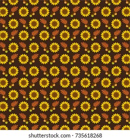 acorn oak leaf pattern on brown