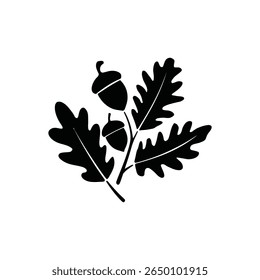 Acorn and oak leaf silhouette vector