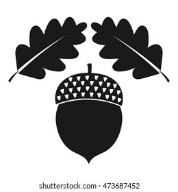 Acorn and oak leaves icon. Vector illustration