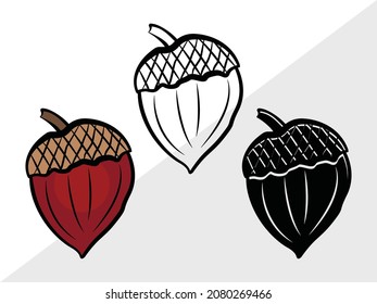 Acorn, Oak Leaves, Printable Vector Illustration