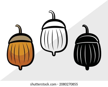 Acorn, Oak Leaves, Printable Vector Illustration