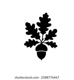 Acorn with oak leaves silhouette vector icon sign symbol illustration design.