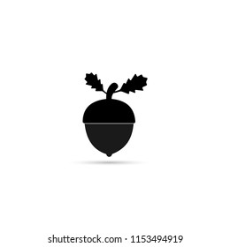 Acorn with oak leaves vector icon