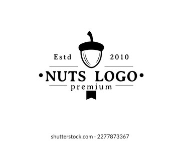 Acorn Oak Nut Drawing Logo Vector Illustration Icon Template	