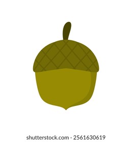 acorn oak tree fruit flat design vector illustration.