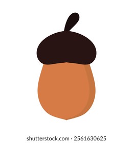 acorn oak tree fruit flat design vector illustration.