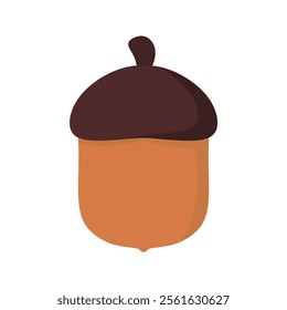 acorn oak tree fruit flat design vector illustration.