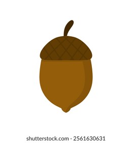 acorn oak tree fruit flat design vector illustration.