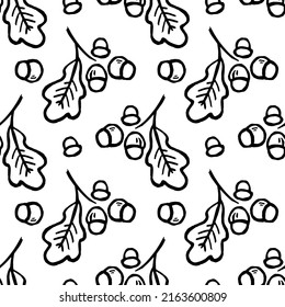 acorn oak - vector seamless pattern. autumn plants. oak branch. floral pattern