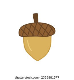 Acorn or oaknut, doodle style flat vector