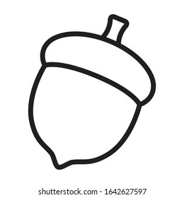 Acorn or oaknut seed line art vector icon for nature apps and websites