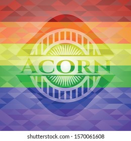 Acorn on mosaic background with the colors of the LGBT flag