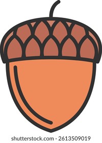Acorn Outline Filled Style Icon