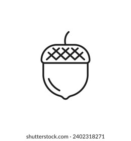 Acorn outline icon, isolated on white background, vector illustration