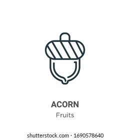 Icono de vector de contorno de maíz. Icono de bellota negra en línea delgada, ilustración de elemento simple vector plano de frutas editables concepto de trazo aislado sobre fondo blanco