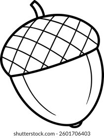 Acorn Outline Vector – Simple Black Autumn Nut Illustration